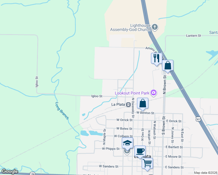 map of restaurants, bars, coffee shops, grocery stores, and more near 801 North Voohers Street in La Plata
