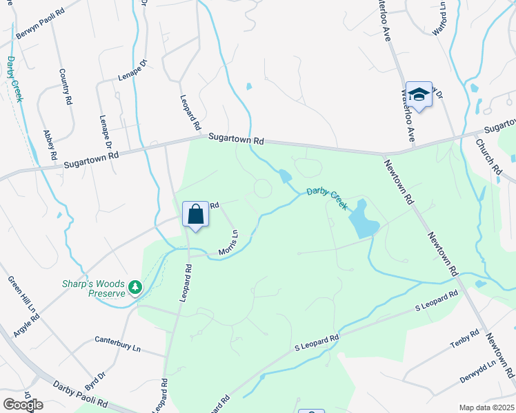map of restaurants, bars, coffee shops, grocery stores, and more near 438 Waynesbrooke Road in Berwyn