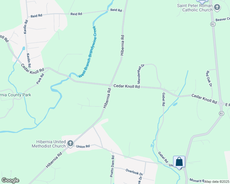 map of restaurants, bars, coffee shops, grocery stores, and more near 284 Hibernia Road in Coatesville