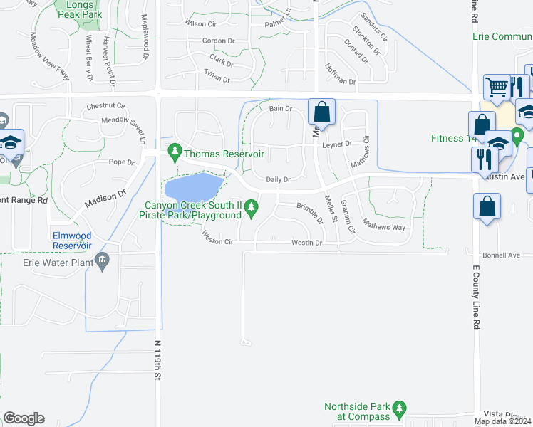 map of restaurants, bars, coffee shops, grocery stores, and more near 876 Shuttleworth Drive in Erie