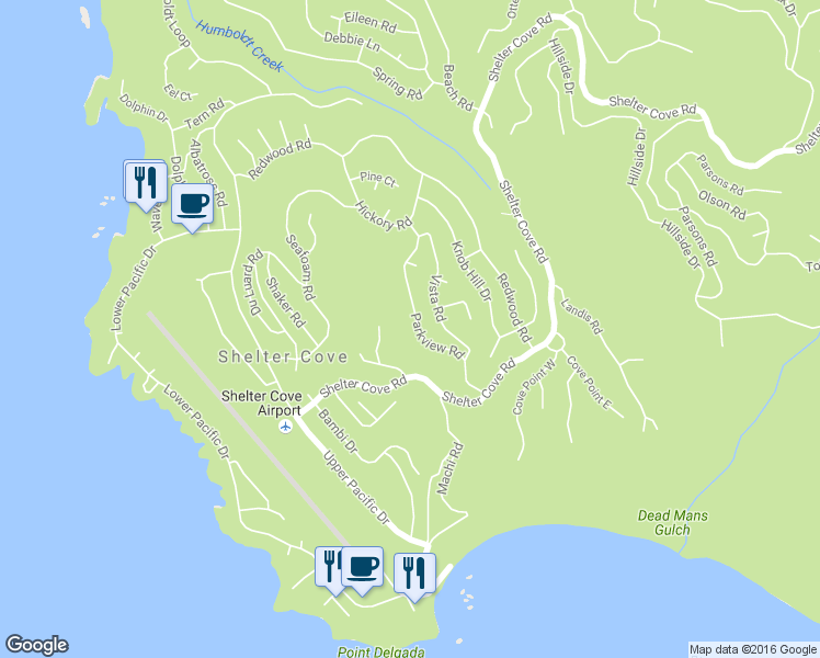 map of restaurants, bars, coffee shops, grocery stores, and more near 214 Parkview Road in Whitethorn