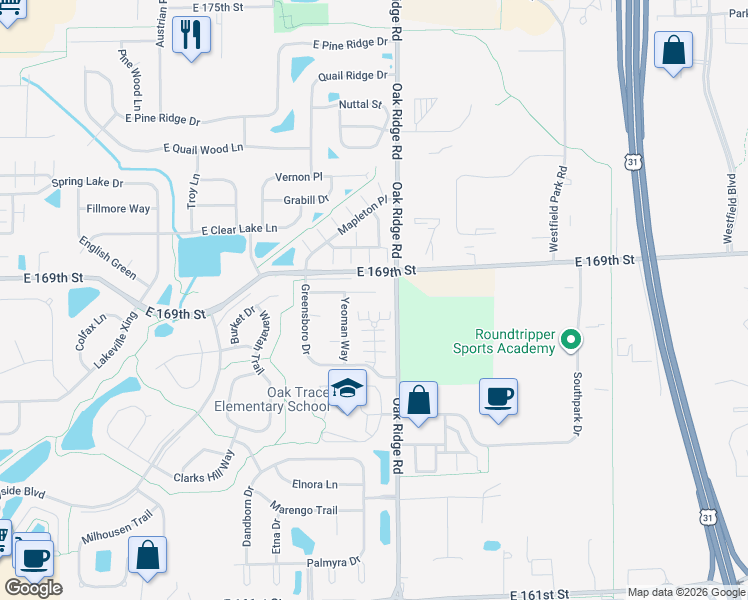 map of restaurants, bars, coffee shops, grocery stores, and more near 643 Daniel Court in Westfield