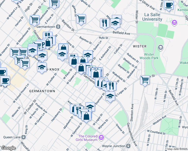 map of restaurants, bars, coffee shops, grocery stores, and more near 37 East Collom Street in Philadelphia
