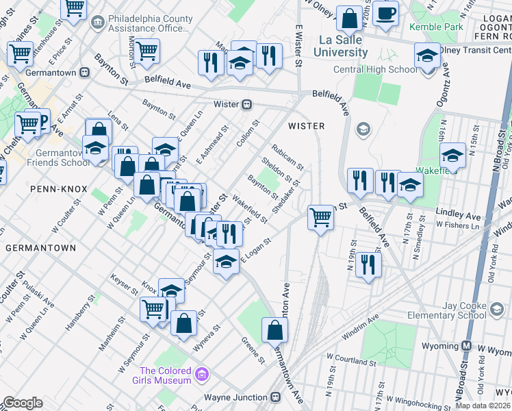 map of restaurants, bars, coffee shops, grocery stores, and more near 4958 Baynton Street in Philadelphia