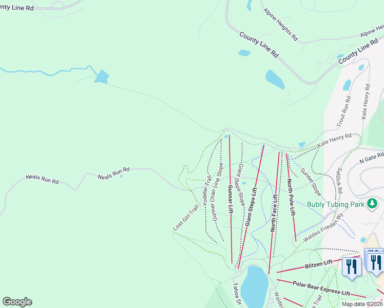map of restaurants, bars, coffee shops, grocery stores, and more near 741 Neals Run Road in Champion