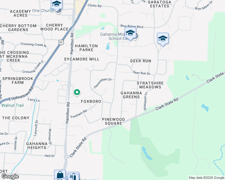 map of restaurants, bars, coffee shops, grocery stores, and more near 555 Stedway Court in Columbus
