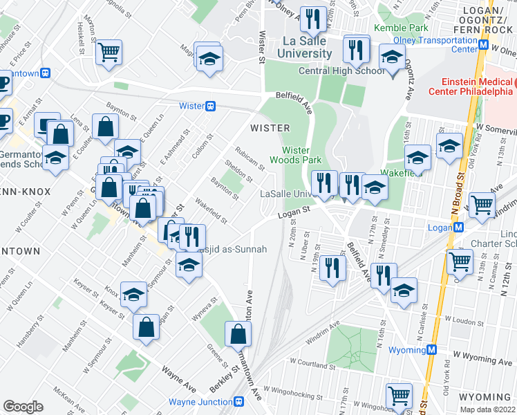 map of restaurants, bars, coffee shops, grocery stores, and more near 307 East Elwood Street in Philadelphia