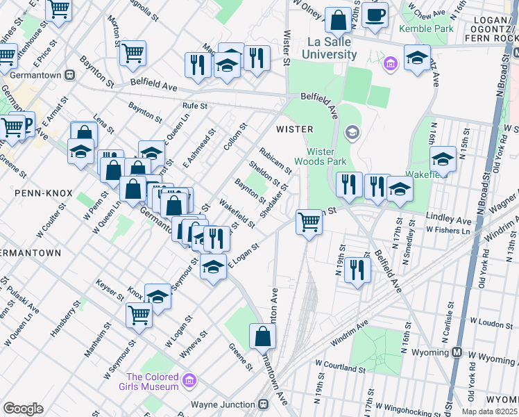 map of restaurants, bars, coffee shops, grocery stores, and more near 234 East Clapier Street in Philadelphia
