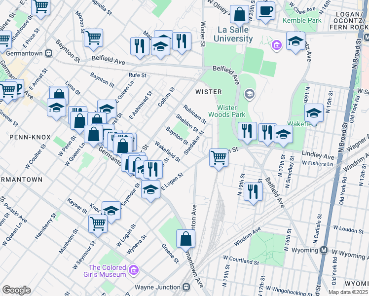 map of restaurants, bars, coffee shops, grocery stores, and more near 234 East Clapier Street in Philadelphia