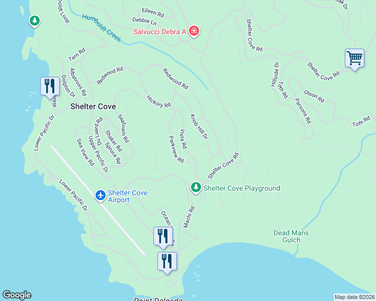 map of restaurants, bars, coffee shops, grocery stores, and more near 20-32 Sea Crest Rd in Whitethorn