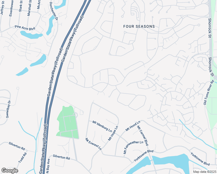 map of restaurants, bars, coffee shops, grocery stores, and more near 2 Springtide Road in Lakewood