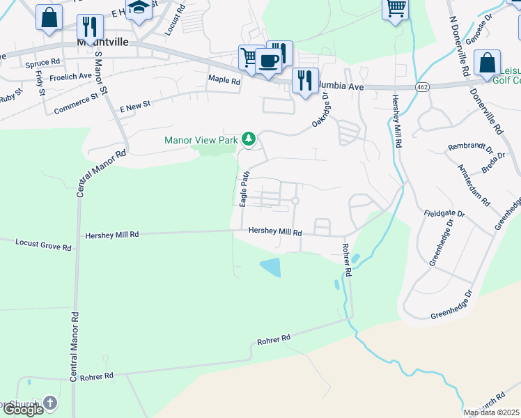 map of restaurants, bars, coffee shops, grocery stores, and more near 200 Daltrey Court in Mountville