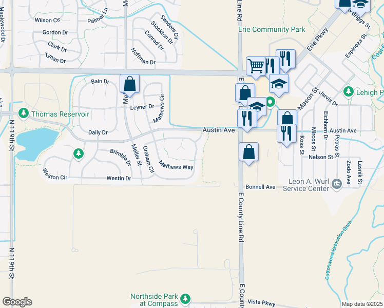 map of restaurants, bars, coffee shops, grocery stores, and more near 513 Cardens Court in Erie