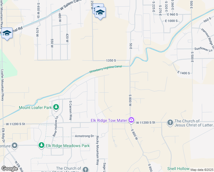 map of restaurants, bars, coffee shops, grocery stores, and more near 1501 South 130 West in Elk Ridge