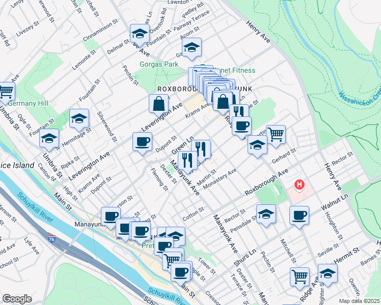 map of restaurants, bars, coffee shops, grocery stores, and more near in Philadelphia