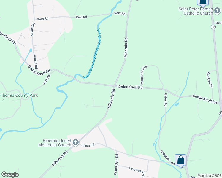 map of restaurants, bars, coffee shops, grocery stores, and more near 207 Cedar Knoll Road in Coatesville