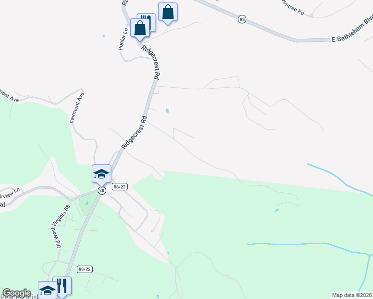 map of restaurants, bars, coffee shops, grocery stores, and more near 101 Maple Lane in Wheeling
