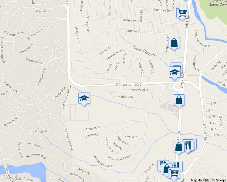 map of restaurants, bars, coffee shops, grocery stores, and more near 80 Yorkwood Drive in Brick