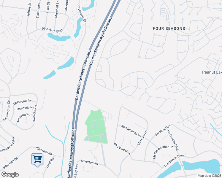 map of restaurants, bars, coffee shops, grocery stores, and more near 6 Silverspring Drive in Lakewood