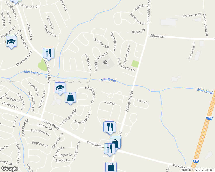 map of restaurants, bars, coffee shops, grocery stores, and more near 410 Downing Court in Westampton