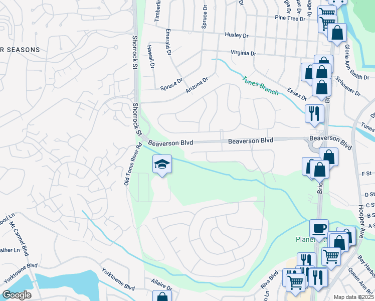 map of restaurants, bars, coffee shops, grocery stores, and more near 101 Yorkwood Drive in Brick