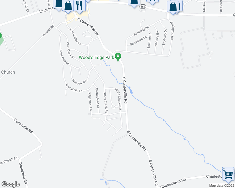 map of restaurants, bars, coffee shops, grocery stores, and more near 267 White Chapel Road in Lancaster
