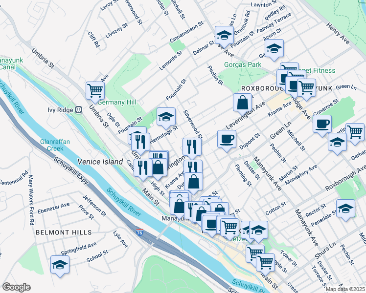 map of restaurants, bars, coffee shops, grocery stores, and more near 262 Ripka Street in Philadelphia