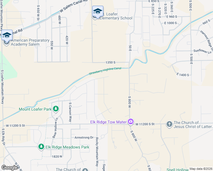 map of restaurants, bars, coffee shops, grocery stores, and more near 1487 South 130 West in Elk Ridge