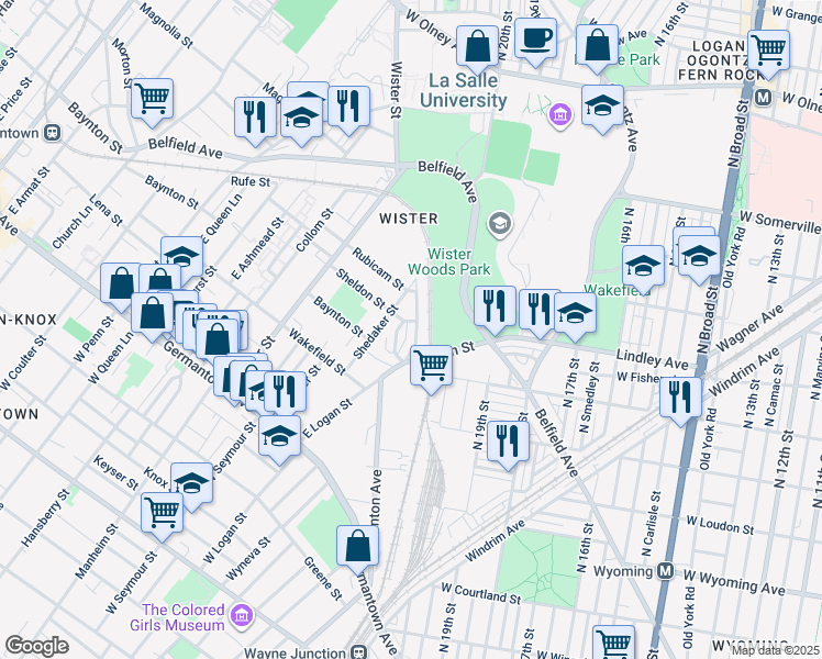map of restaurants, bars, coffee shops, grocery stores, and more near 5036 Stenton Avenue in Philadelphia
