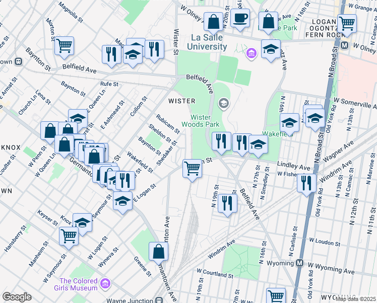 map of restaurants, bars, coffee shops, grocery stores, and more near 5039 Stenton Avenue in Philadelphia