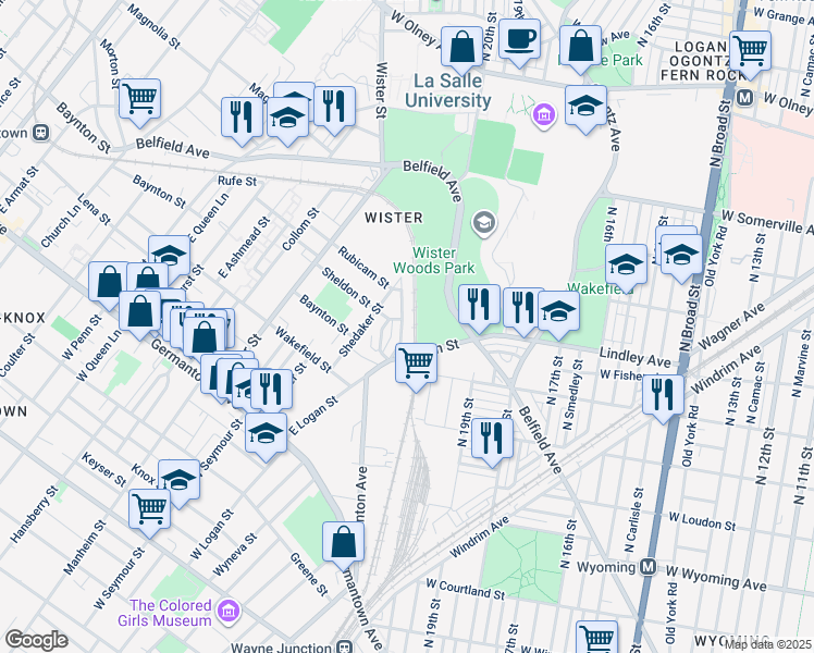 map of restaurants, bars, coffee shops, grocery stores, and more near 5039 Stenton Avenue in Philadelphia