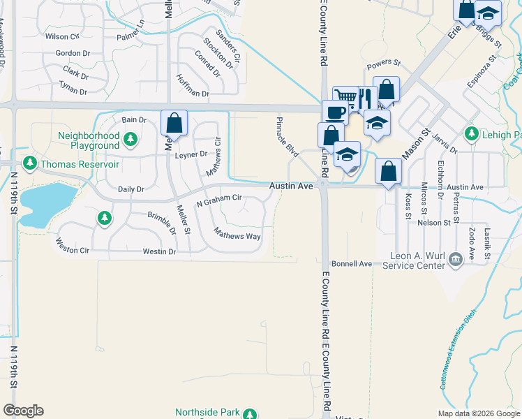 map of restaurants, bars, coffee shops, grocery stores, and more near 426 Graham Circle in Erie