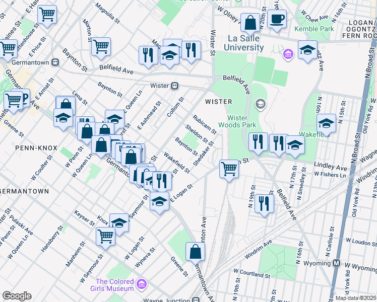 map of restaurants, bars, coffee shops, grocery stores, and more near 4956 Baynton Street in Philadelphia
