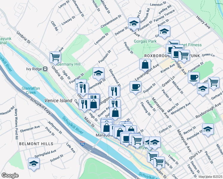 map of restaurants, bars, coffee shops, grocery stores, and more near 262 Ripka Street in Philadelphia
