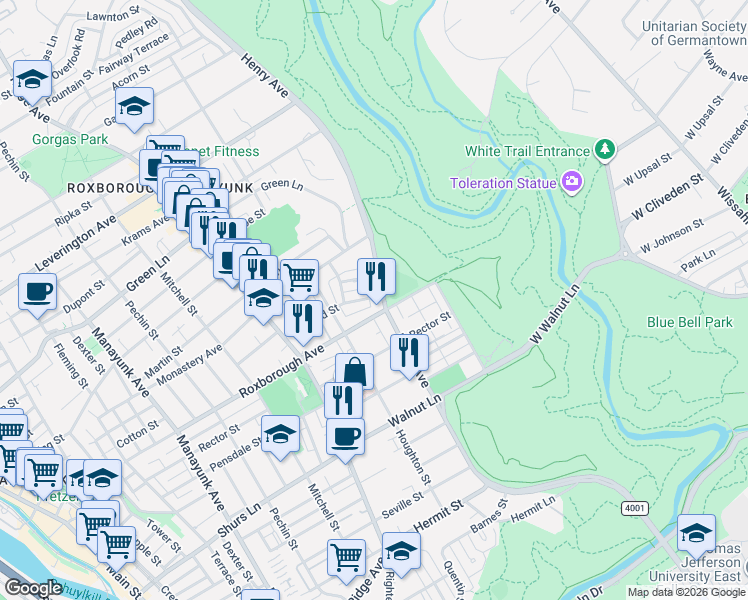 map of restaurants, bars, coffee shops, grocery stores, and more near 644 Gerhard Street in Philadelphia