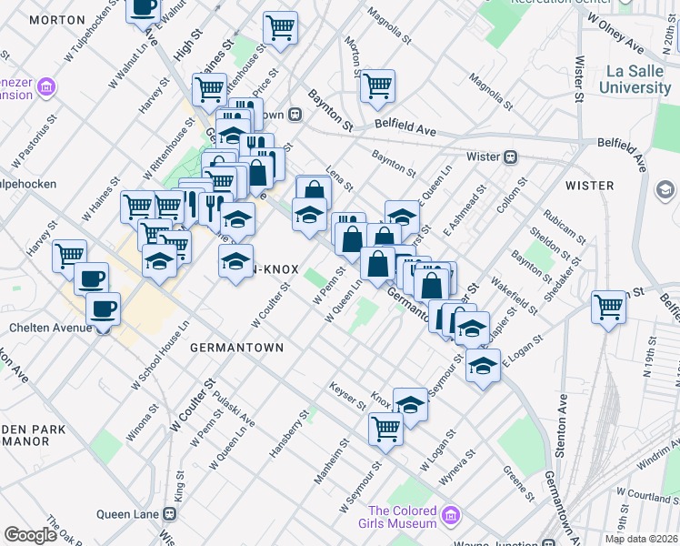 map of restaurants, bars, coffee shops, grocery stores, and more near 1 East Penn Square in Philadelphia