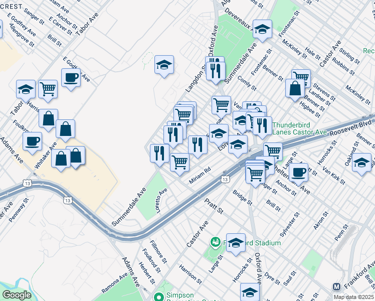map of restaurants, bars, coffee shops, grocery stores, and more near 926 Scattergood Street in Philadelphia