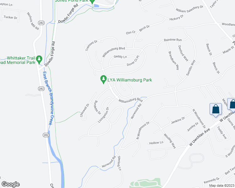 map of restaurants, bars, coffee shops, grocery stores, and more near 901 North York Drive in Downingtown