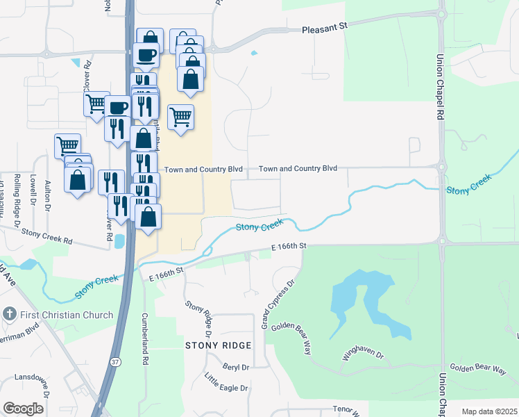 map of restaurants, bars, coffee shops, grocery stores, and more near 10169 Harewood Drive South in Noblesville