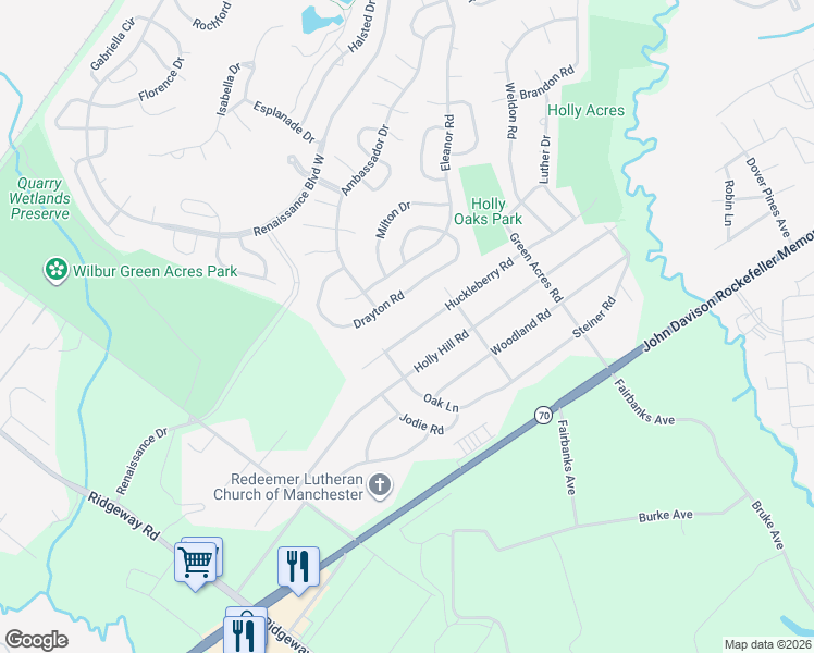 map of restaurants, bars, coffee shops, grocery stores, and more near 2333 Huckleberry Road in Manchester Township