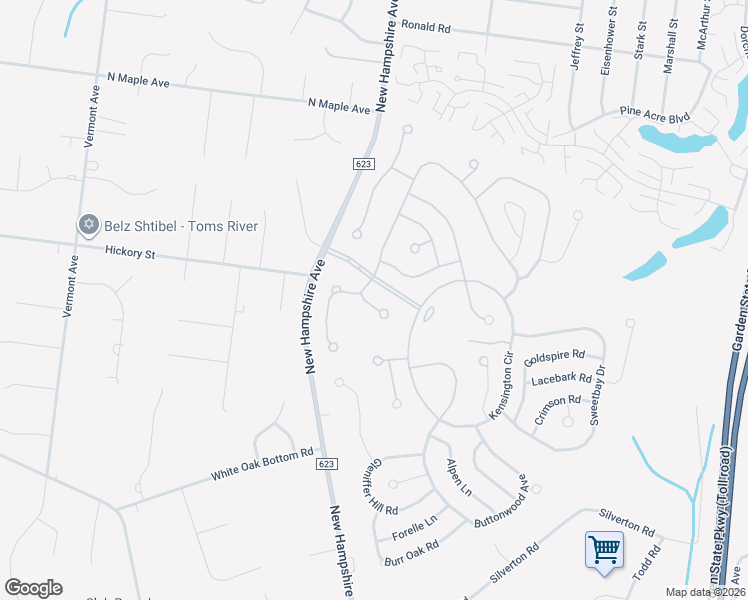 map of restaurants, bars, coffee shops, grocery stores, and more near 1488 Essex Court in Toms River