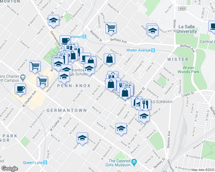 map of restaurants, bars, coffee shops, grocery stores, and more near 5267 Germantown Avenue in Philadelphia