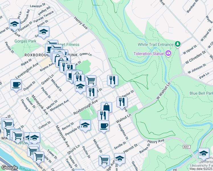 map of restaurants, bars, coffee shops, grocery stores, and more near 628 Gerhard Street in Philadelphia