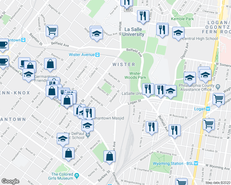 map of restaurants, bars, coffee shops, grocery stores, and more near 327 Shedaker Street in Philadelphia