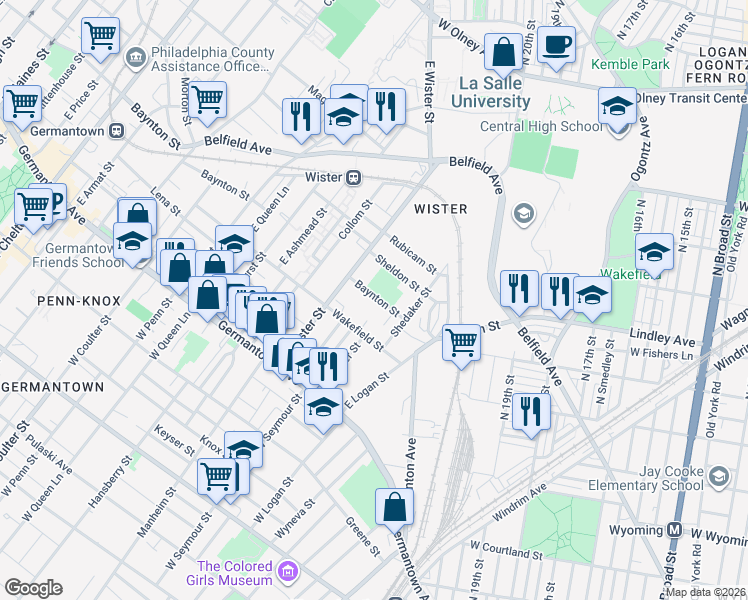 map of restaurants, bars, coffee shops, grocery stores, and more near 4958 Baynton Street in Philadelphia
