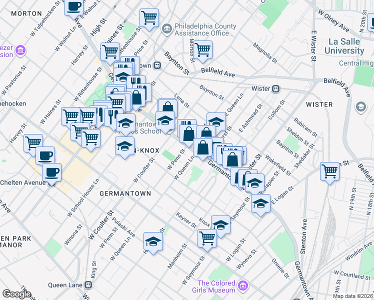 map of restaurants, bars, coffee shops, grocery stores, and more near in Philadelphia