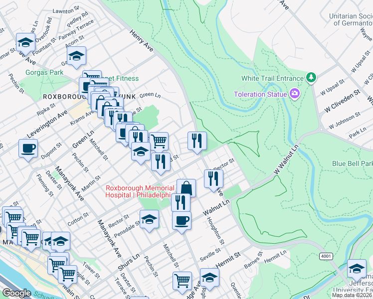 map of restaurants, bars, coffee shops, grocery stores, and more near 644 Gerhard Street in Philadelphia