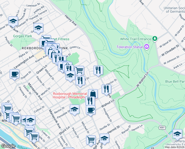 map of restaurants, bars, coffee shops, grocery stores, and more near 644 Gerhard Street in Philadelphia