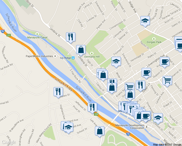 map of restaurants, bars, coffee shops, grocery stores, and more near in Philadelphia