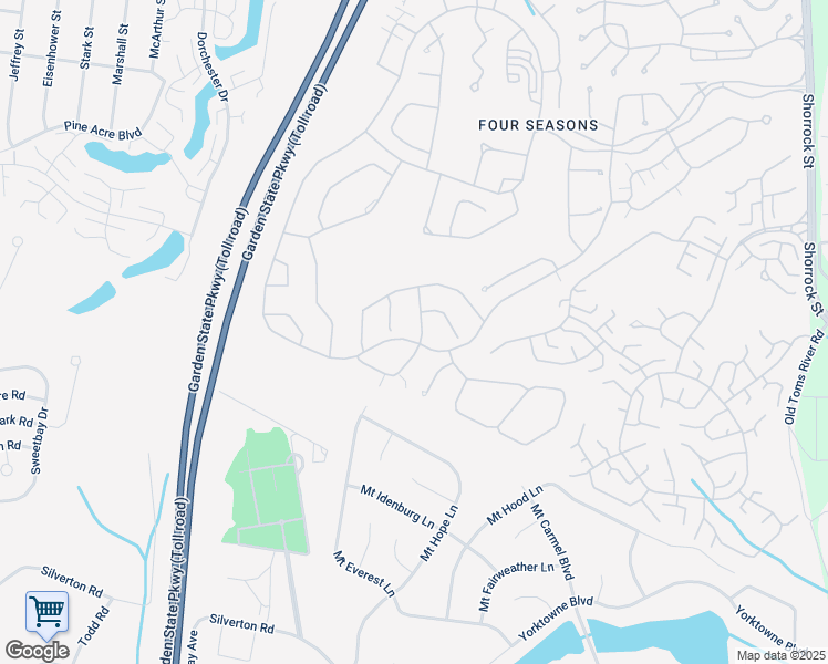 map of restaurants, bars, coffee shops, grocery stores, and more near 2 Springtide Road in Lakewood